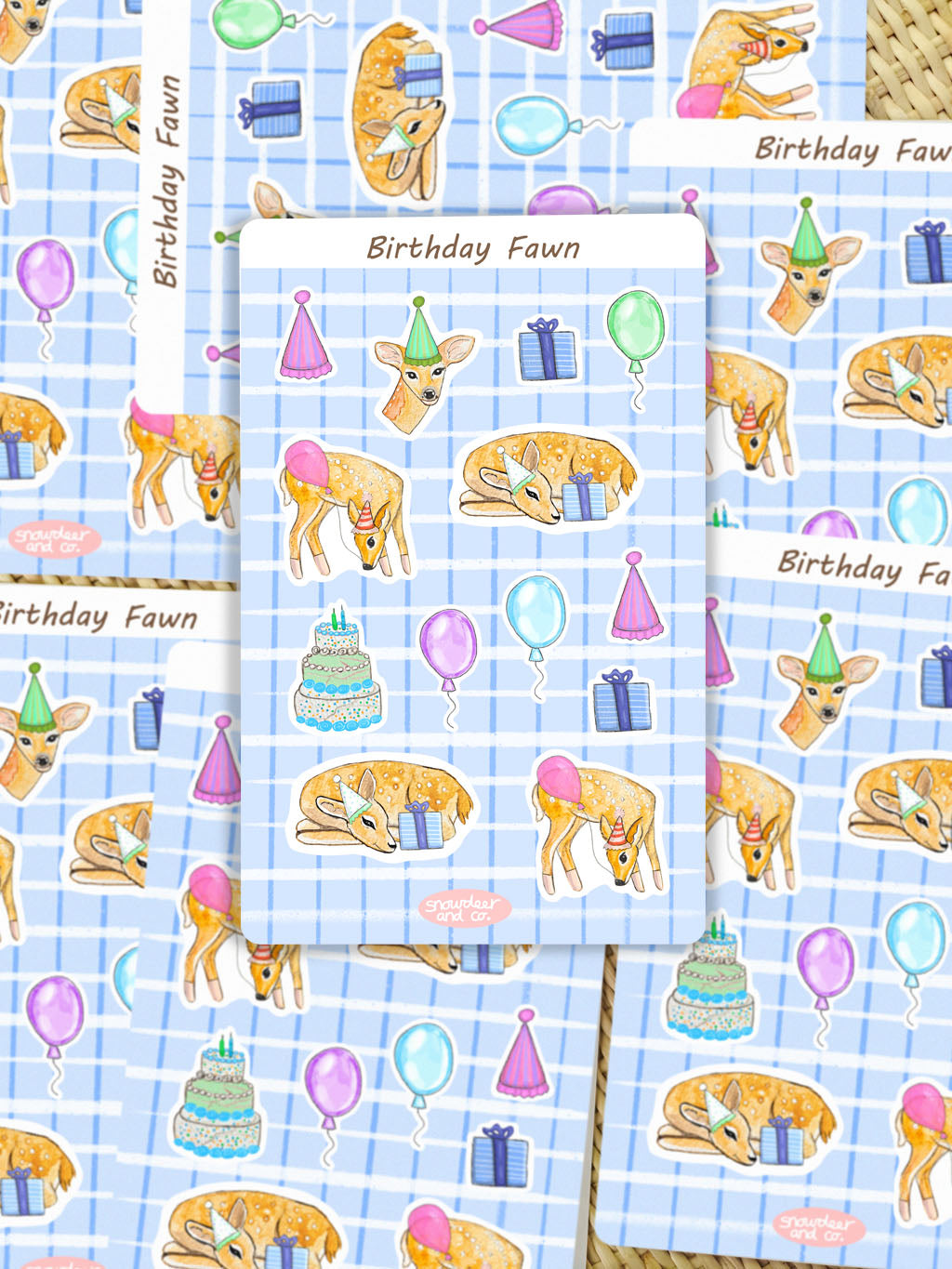 Birthday Party Watercolor Sticker Sheet
