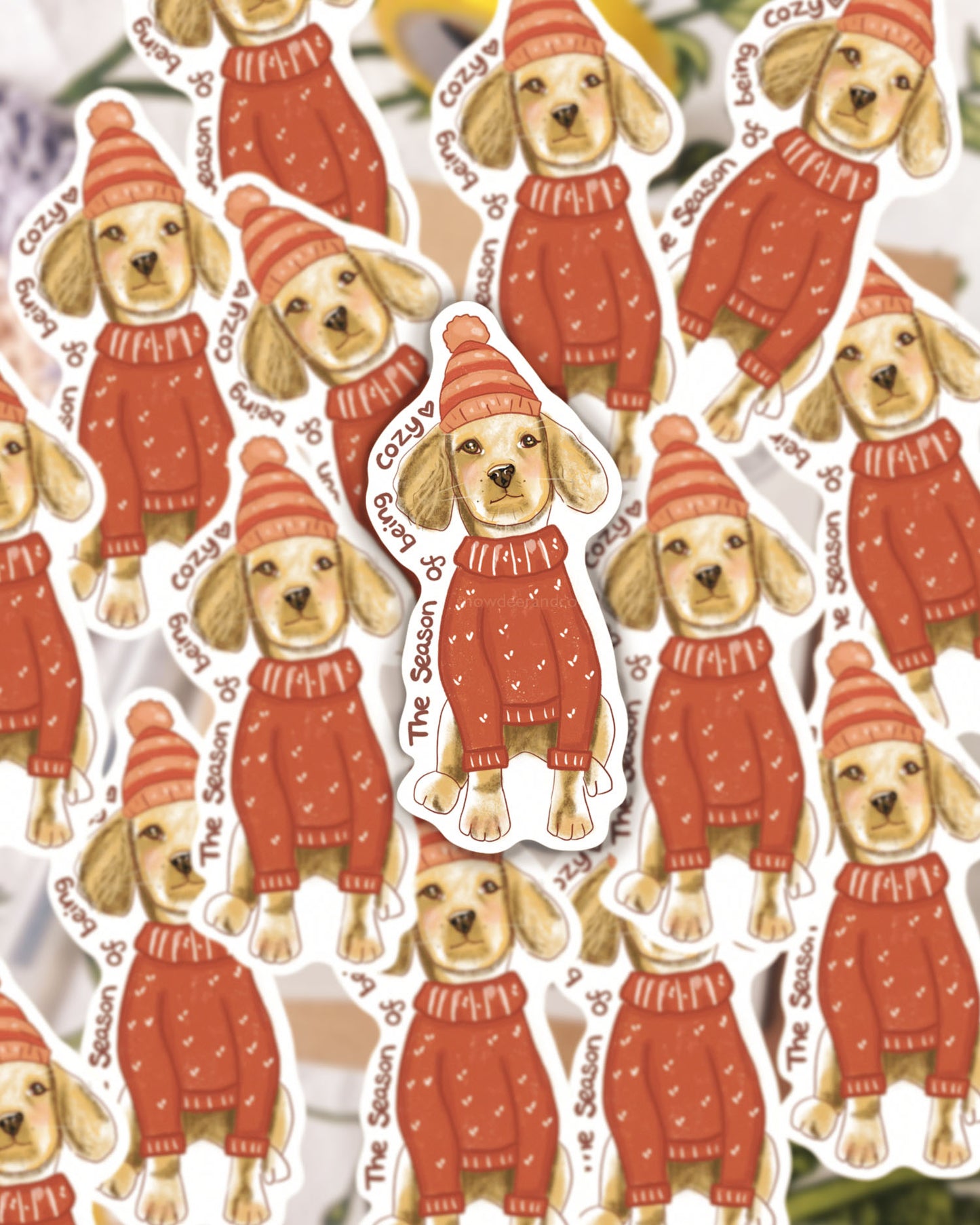 Cozy Weather Puppy Sticker