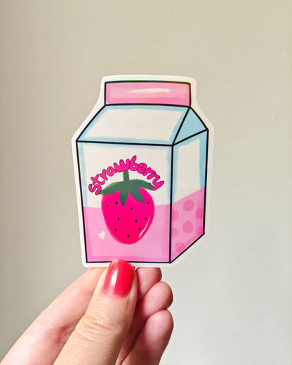 Strawberry Milk  Holographic Vinyl Sticker